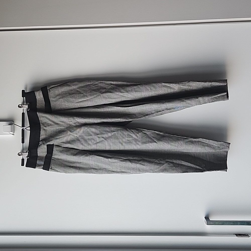 Max & Co Front Pleated High Waisted Houndstooth Check Cropped Trouser Pants
